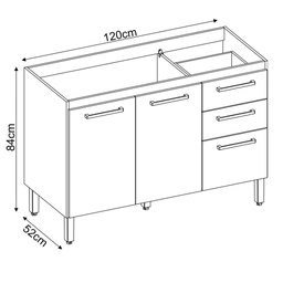 Kit Cozinha Compacta com Balcão para Pia + Armário Aéreo Avena/ Grafito - 3