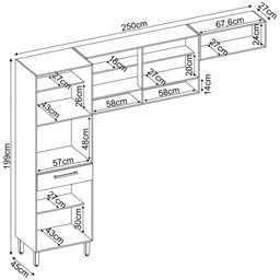 Kit Cozinha Compacta com Balcão para Pia + Armário Aéreo Avena/ Grafito - 2