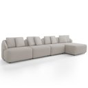 Ver imagem 1 de Sofá 5 Lugares com Chaise Direito Sala Living 388cm Arlo F04 Linho Cru Tc-14031 - Lyam Decor