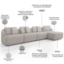 Ver imagem 5 de Sofá 5 Lugares com Chaise Direito Sala Living 388cm Arlo F04 Linho Cru Tc-14031 - Lyam Decor