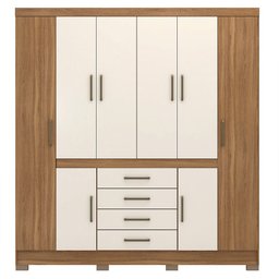 Guarda Roupa Casal 8 Portas com Pés New Realce Amêndola Off White 84020 Demóbile - 2
