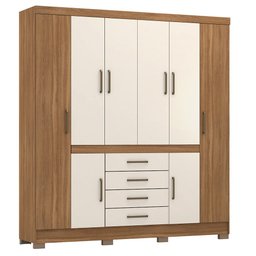 Guarda Roupa Casal 8 Portas com Pés New Realce Amêndola Off White 84020 Demóbile - 1