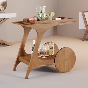 Carrinho Bar de Madeira Maciça - Topázio - Móveis Montanhês