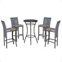 Ver imagem 1 de Mesa Bistrô e 4 Banquetas Roma Preta Corda Estofado 6 Trama Prata