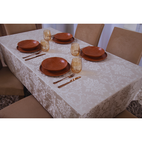 toalha de mesa quadrada 4 lugares tecido jacquard 1,35x1,50:bege