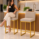 Ver imagem 7 de Kit 2 Banquetas Altas para Balcão com Encosto - Balcão – Cozinha - Bege