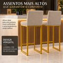 Ver imagem 3 de Kit 2 Banquetas Altas para Balcão com Encosto - Balcão – Cozinha - Bege