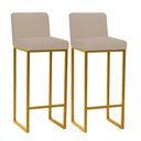 Ver imagem 1 de Kit 2 Banquetas Altas para Balcão com Encosto - Balcão – Cozinha - Bege