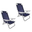 Ver imagem 1 de Kit 2 Cadeira Alumínio Reclinável 6 Posições Praia Mor Azul
