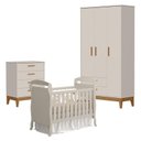 Ver imagem 1 de Quarto de Bebê 3 Portas com Cômoda Gaveteiro Flip e Berço Americano Danny Areia Acetinado -