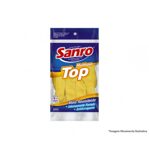 Luva Latex Sanro Forr Amarela B M Blister C/10pcs