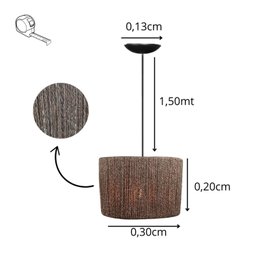 Luminária de Teto Pendente Cozinha Sala Cozinha Quarto Lustre em Corda Sisal Chocolate Rústico - 3