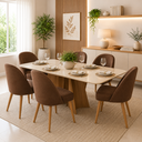 Ver imagem 1 de Kit 6 Cadeiras de Jantar Lua Sala Cozinha Moderna - Unitalle Estofados:Marrom