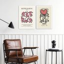 Ver imagem 2 de Kit 2 Quadros Artes Keith Haring - Rosa 24x18cm:madeira Preta