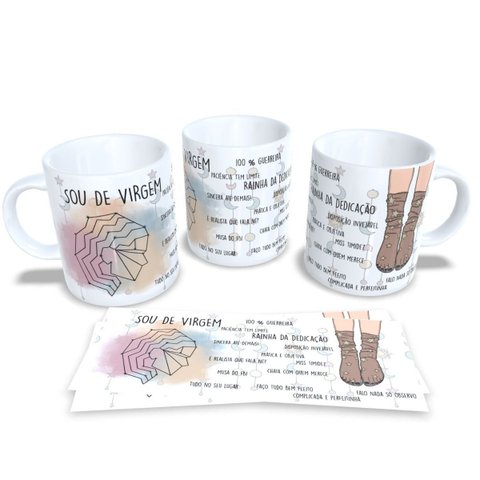 Caneca de Porcelana Signos do Zodíaco, Astrologia, Horóscopo Virgem