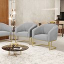 Ver imagem 2 de Cadeira Sala de Jantar Base Industrial Dourado Kit 2 Stella Suede D03 - D’Rossi