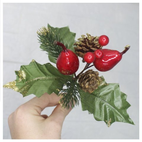 12 Ramos Pera Decoração de Natal Artificial 17cm
