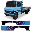Ver imagem 1 de Kit Adesivo Faixa Lateral Caminhão Mercedes Benz Mb 608 Azul Teu Adesivo