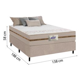 Cama Box Casal Colchão Molas Flora Bege 138x188x58cm - 2