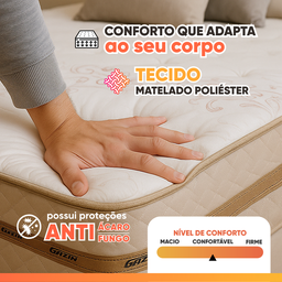 Cama Box Casal Colchão Molas Flora Bege 138x188x58cm - 7