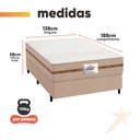 Ver imagem 4 de Cama Box Casal Colchão Molas Flora Bege 138x188x58cm