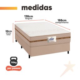 Cama Box Casal Colchão Molas Flora Bege 138x188x58cm - 4