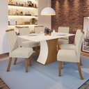 Ver imagem 1 de Conjunto Sala Jantar tampo Mdf| Cadeiras Off White C/Nature