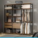 Ver imagem 2 de Guarda Roupa Solteiro para Closet Aberto Estante Estilo Industrial Bacco MDP Carvalho Cinza - MENU