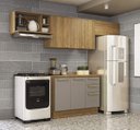 Ver imagem 1 de Armário de Cozinha Modulada Completa Reta 5 Peças 2,80m Botanic Kappesberg - Nogueira/Fendi