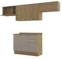 Ver imagem 2 de Armário de Cozinha Modulada Completa Reta 5 Peças 2,80m Botanic Kappesberg - Nogueira/Fendi