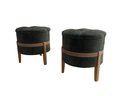 Ver imagem 1 de Kit 2 Puffs Pétala Decorativo Premium Apoio para Os Pés Banco Estofado Redondo Luxo Cor Preto