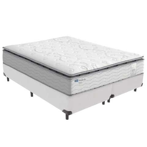 Cama Box e Colchão Amsterdã Molas Ensacadas Queen Probel: Branco