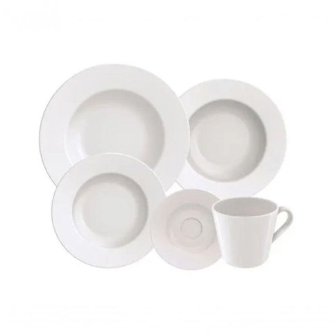 Aparelho de Jantar Porcelana 20 Peças Tramontina Cor Branco Liso