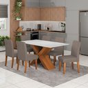 Ver imagem 2 de Conjunto de Mesa Sala de Jantar Tampo com Vidro 1,60m Grécia 6 Cadeiras Trieste Dobuê