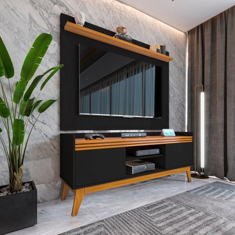 Rack Ripado 2 Portas com Painel para Tv 50 Polegadas Astúrias 136cm