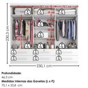 Ver imagem 3 de Guarda Roupa Casal 6 Portas com Espelho Mari 230 cm Branco Absoluto Zanz
