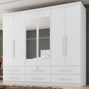 Ver imagem 2 de Guarda Roupa Casal 6 Portas com Espelho Mari 230 cm Branco Absoluto Zanz