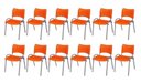 Ver imagem 2 de Cadeira Iso Base Cinza Escola, Escritório Laranja Kit 12 Un