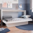 Ver imagem 1 de Cama de Solteiro Horizontal Articulável com Escrivaninha de Estudo Branco - Panorama Móveis