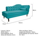Ver imagem 3 de Kit Diva Recamier Diana 185cm Lado Esquerdo e 02 Poltronas Classic Suede Azul Turquesa - ADJ Decor