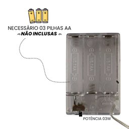 Fio de Fada Led para Decoração Cordão de Luz 5 Metros - Branco - 5
