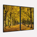 Ver imagem 2 de Quadro Paisagem Árvores Bosque Encantador Folhas Amarelas