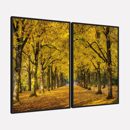 Quadro Paisagem Árvores Bosque Encantador Folhas Amarelas - 2