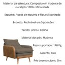 Ver imagem 2 de Poltrona do Papai Reclinável 5 Posições Linho Capuccino com Corino Nozes