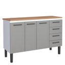 Ver imagem 1 de Balcão de Aço com Tampo Madeira 134x91x52cm 3 Portas 4 Gavetas Juno 140 Cozimax Cinza/jequitiba