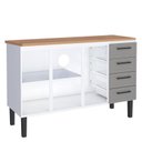 Ver imagem 2 de Balcão de Aço com Tampo Madeira 134x91x52cm 3 Portas 4 Gavetas Juno 140 Cozimax Cinza/jequitiba