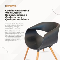 Cadeira  de Jantar Onda Preta Poltrona Confortável Grande White Arrow - 4