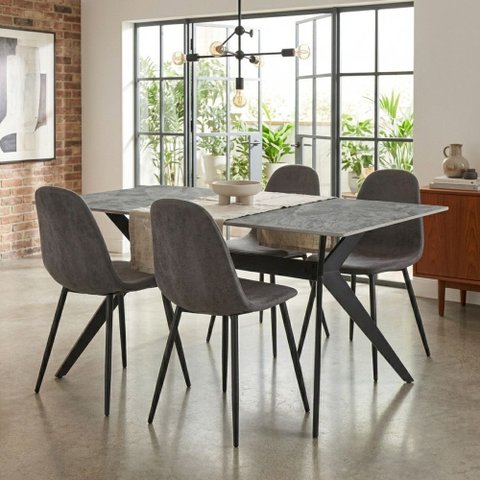 Kit Mesa de Jantar com Tampo Granito com 4 Cadeiras 140cm Caemmun