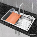 Ver imagem 5 de Cuba Cascata Gourmet Premium Torneira Lavador Copos Completa