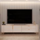 Ver imagem 2 de Rack Bancada de Tv 75 Pol 241cm Celi D04 Off White - Mpozenato